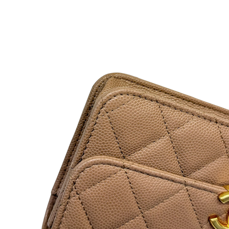 Wallet on Chain WOC Caviar Quilted Dark Beige GHW