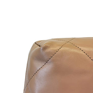 22 Mini Shiny Calfskin Quilted Beige GHW