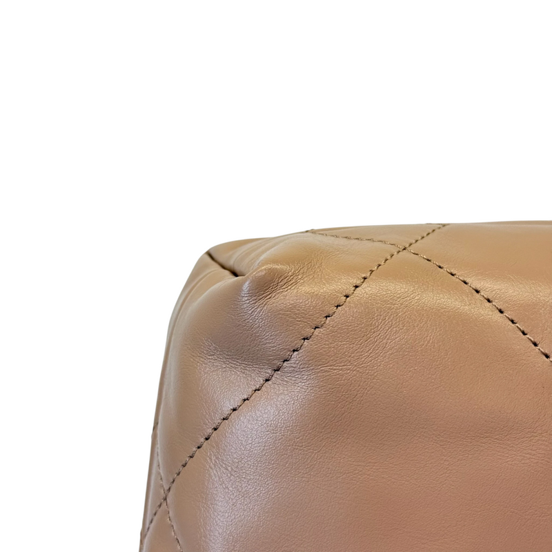 22 Mini Shiny Calfskin Quilted Beige GHW