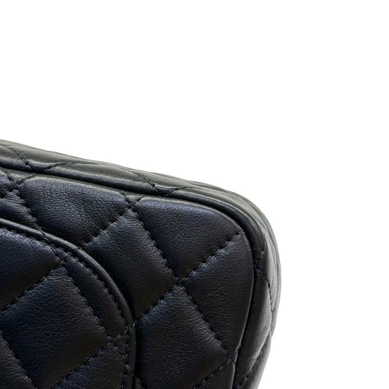 Rectangular Pearl Crush Flap Lambskin Quilted Black GHW