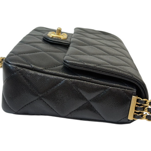 Seasonal Flap Crossbody Caviar Quilted Black GHW