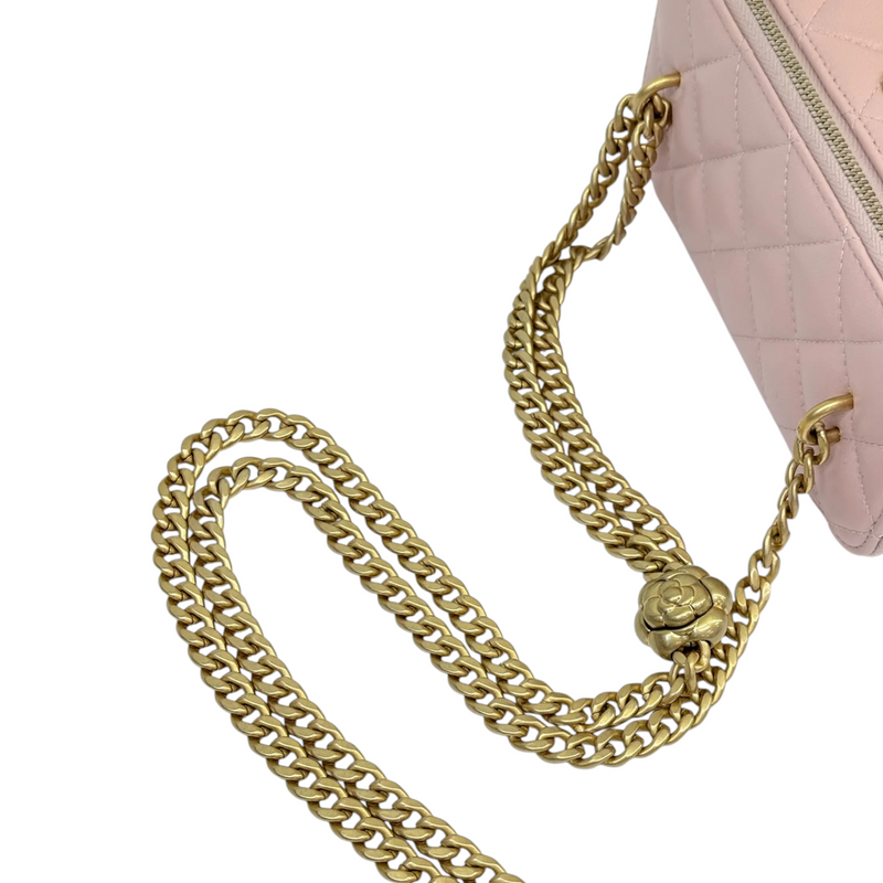 Vanity Case With Chain Sweet Camellia Small Lambskin Pink GHW