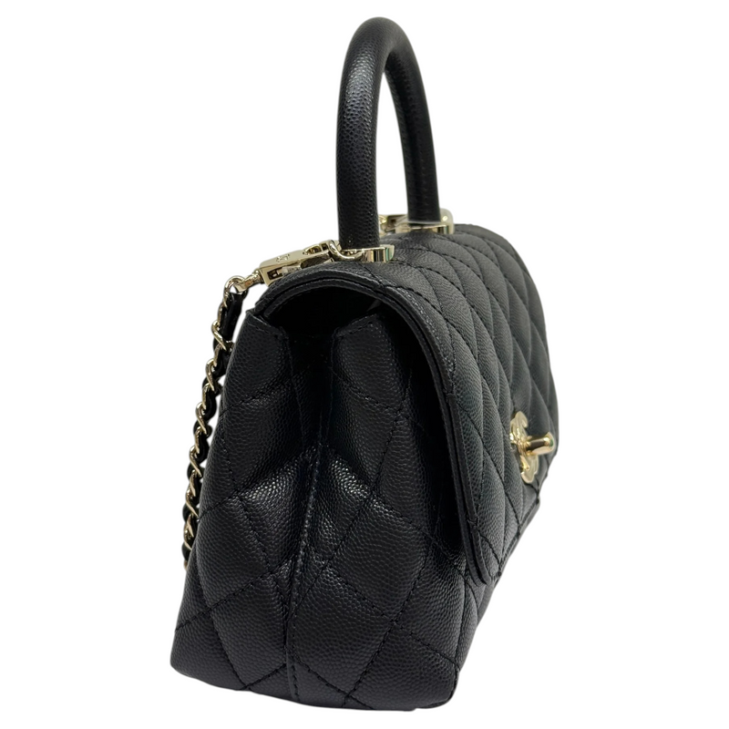 Coco Handle Clutch With Chain Mini Caviar Black GHW
