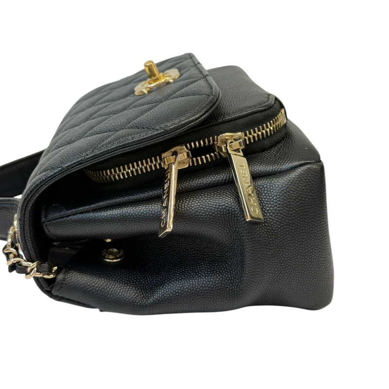Business Affinity Flap Small Caviar Quilted Black LGHW