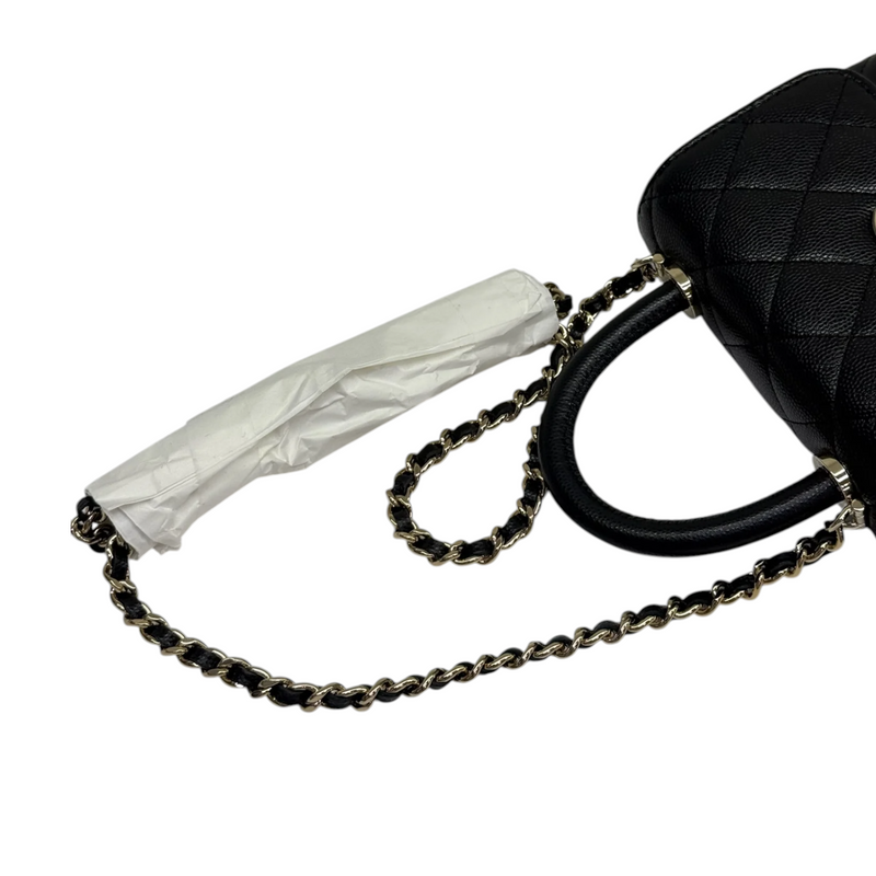 Coco Handle Clutch With Chain Caviar Quilted Black GHW