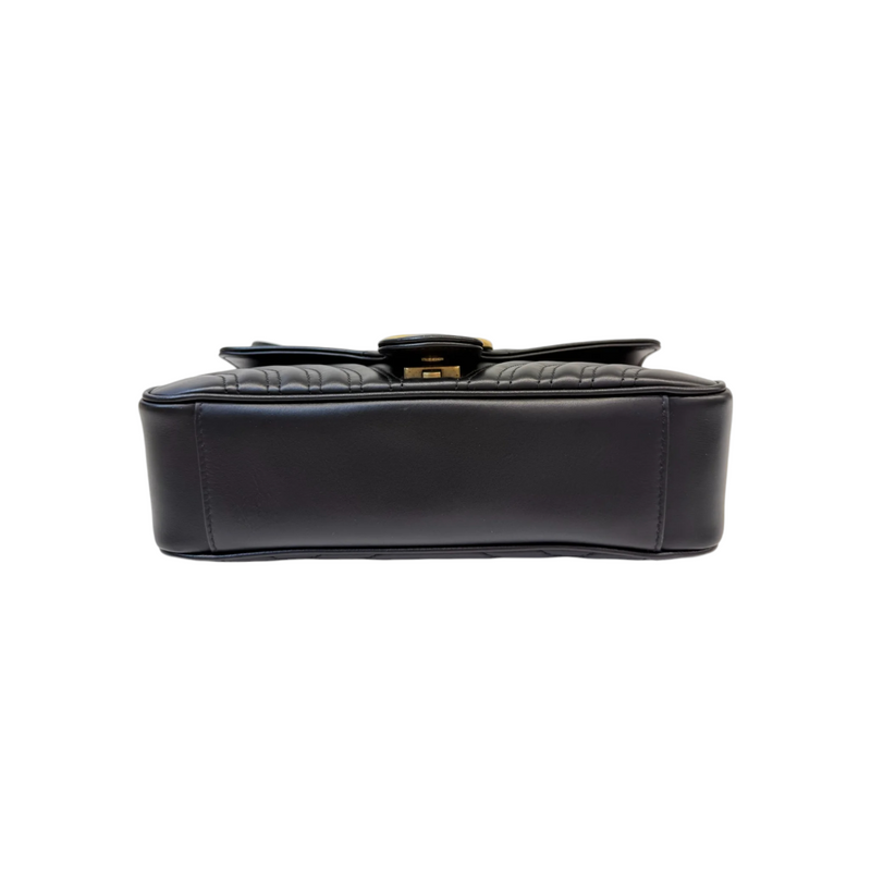 GG Marmont Small Shoulder Calfskin Matelasse Black GHW