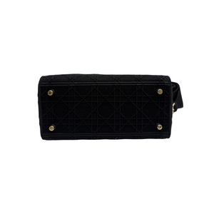 Lady D-Lite Medium Canvas Cannage Black GHW