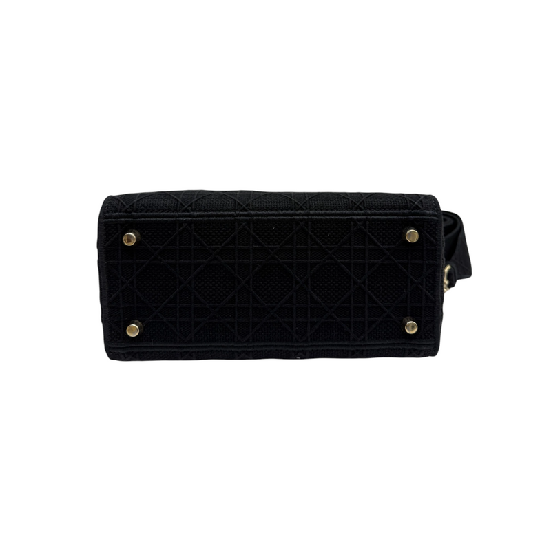 Lady D-Lite Medium Canvas Cannage Black GHW