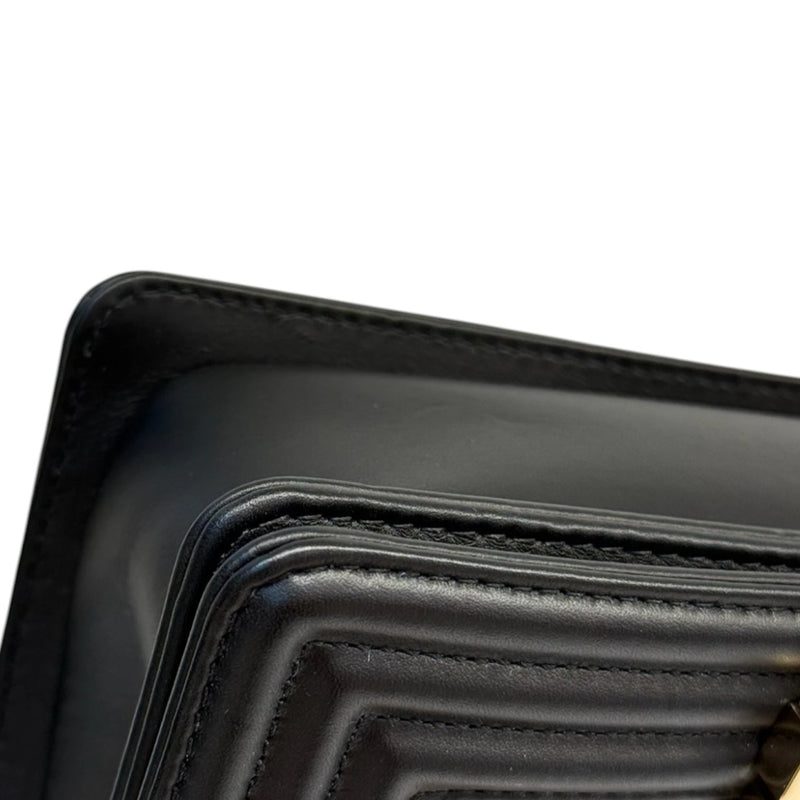 Boy Flap Small Calfskin Chevron Quilted Black GHW