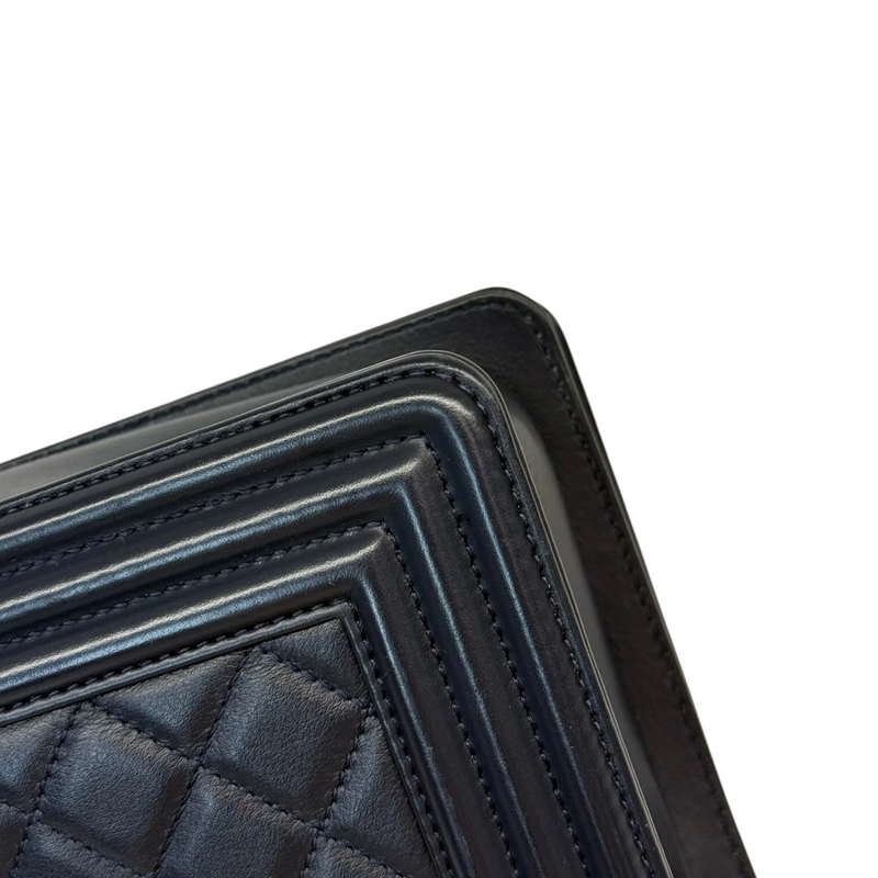 Boy Flap Medium Lambskin Quilted Dark Blue GHW
