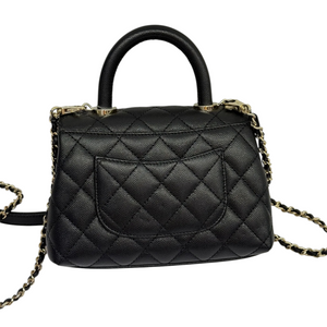 Coco Handle Clutch With Chain Mini Caviar Black GHW