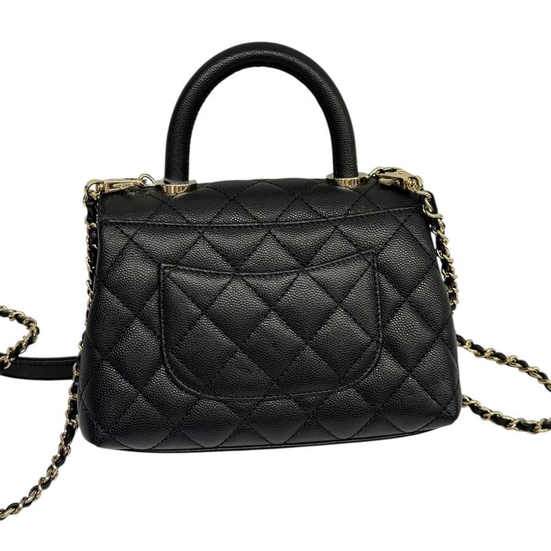 Coco Handle Clutch With Chain Mini Caviar Black GHW