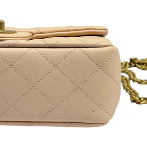 Single Flap with Flower Lock Small Lambskin Nude Pink GHW