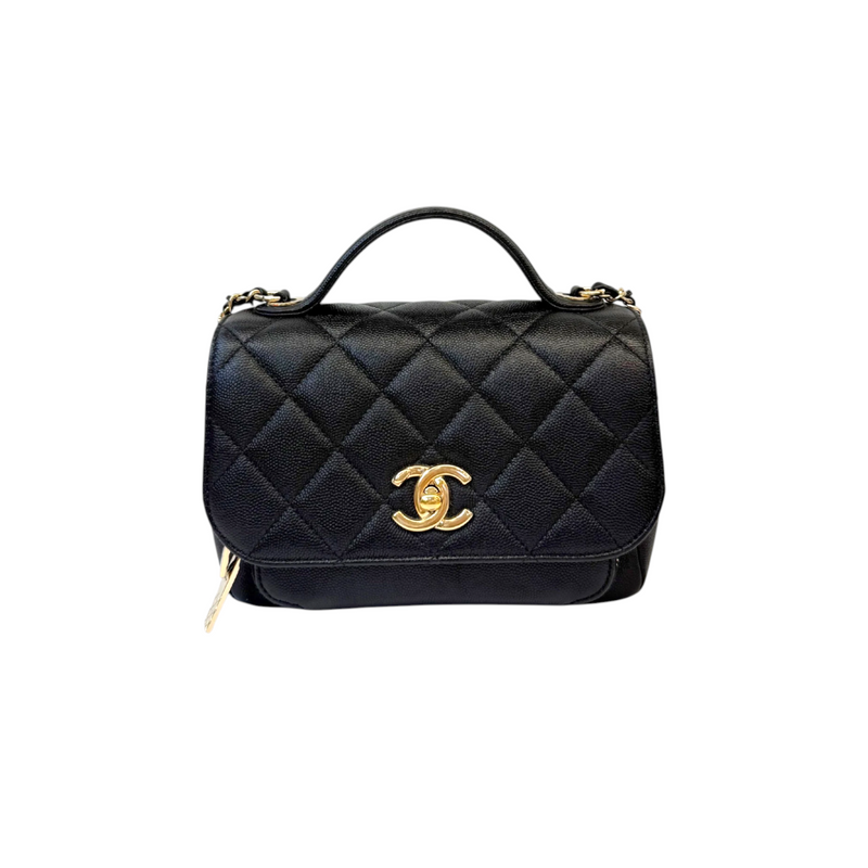 Business Affinity Flap Small Caviar Quilted Black LGHW