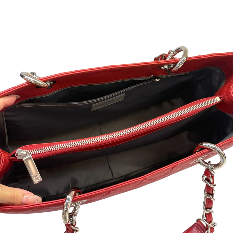 Grand Shopping Tote GST Caviar Quilted Red SHW