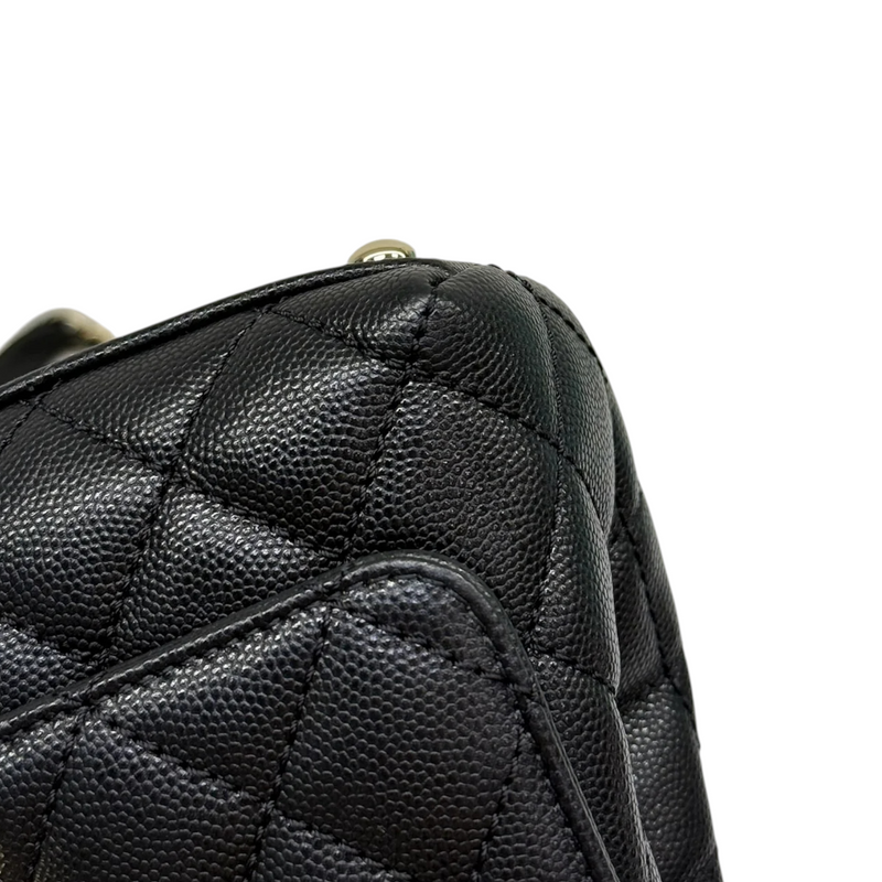 Coco Handle Clutch With Chain Mini Caviar Black GHW