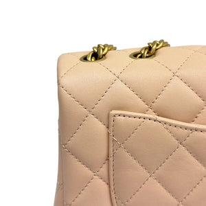 Single Flap with Flower Lock Small Lambskin Nude Pink GHW