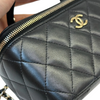 Top Handle Vanity Case Small Lambskin Black LGHW