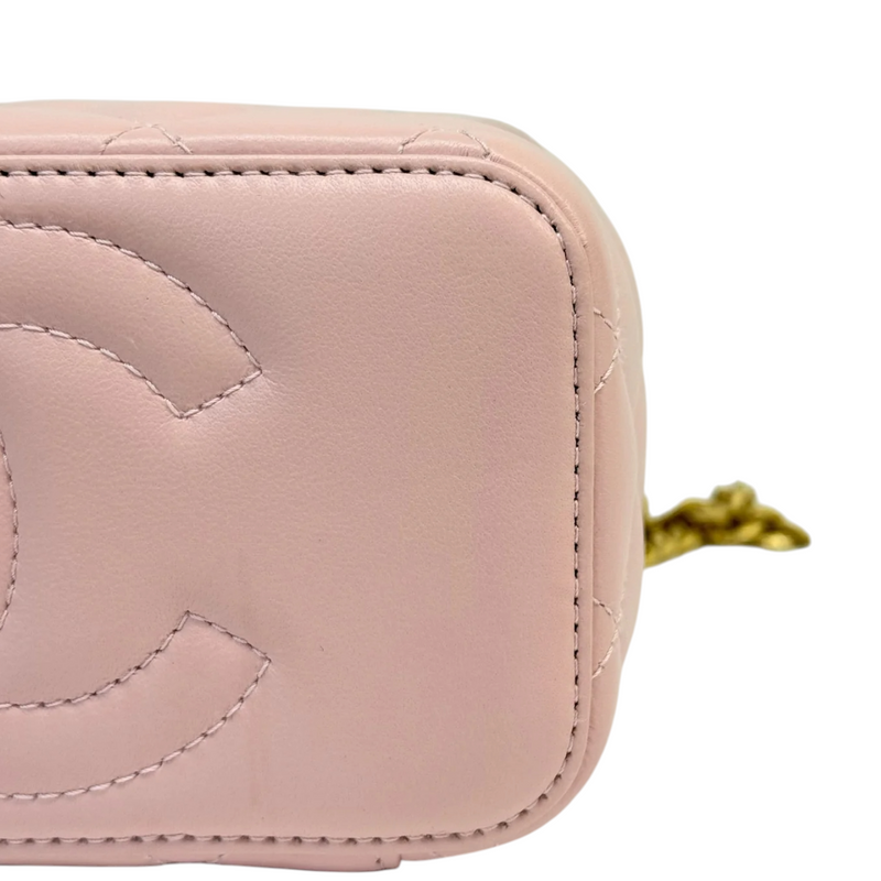 Vanity Case With Chain Sweet Camellia Small Lambskin Pink GHW