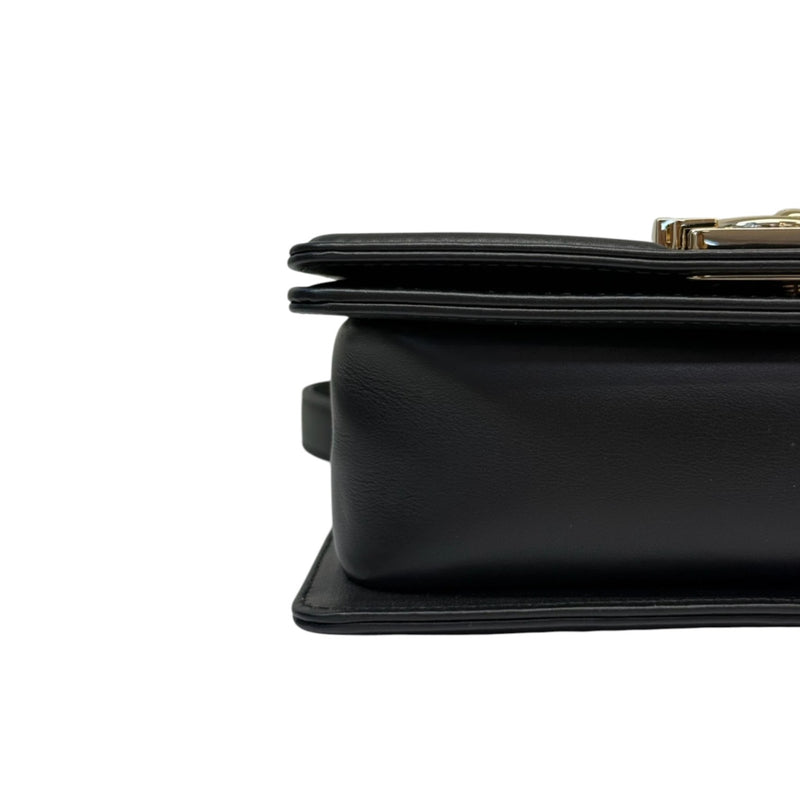 Boy Flap Small Calfskin Chevron Quilted Black GHW