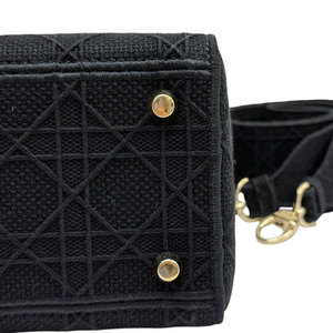 Lady D-Lite Medium Canvas Cannage Black GHW