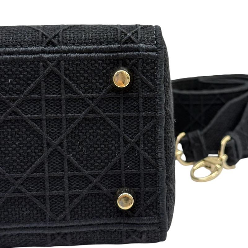 Lady D-Lite Medium Canvas Cannage Black GHW
