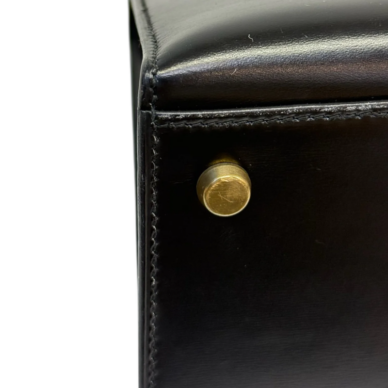 Vintage Kelly Sellier 28 Box Calfskin Black GHW