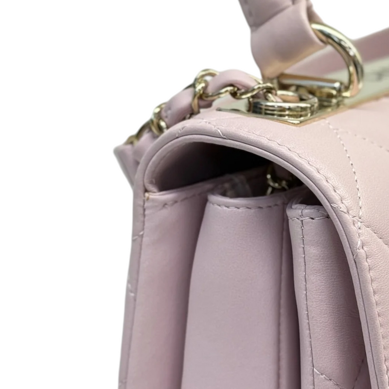 Trendy CC Flap Top Handle Lambskin Light Purple LGHW