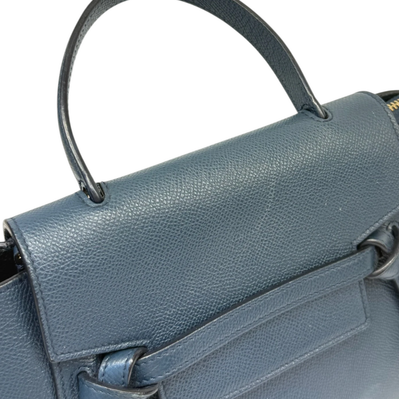 Nano Belt Bag Grained Calfskin Blue GHW
