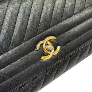 Diagonal Small Flap Calfskin Quilted Black GHW