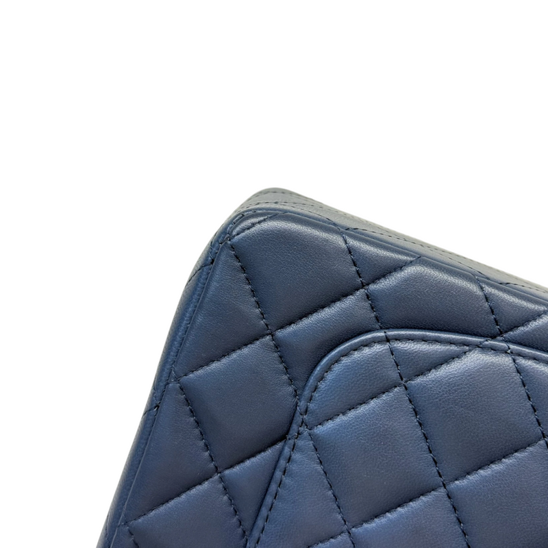 Rectangular Flap Mini Lambskin Quilted Blue LGHW