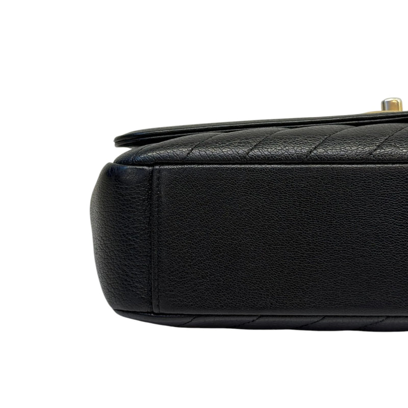 Diagonal Small Flap Calfskin Quilted Black GHW