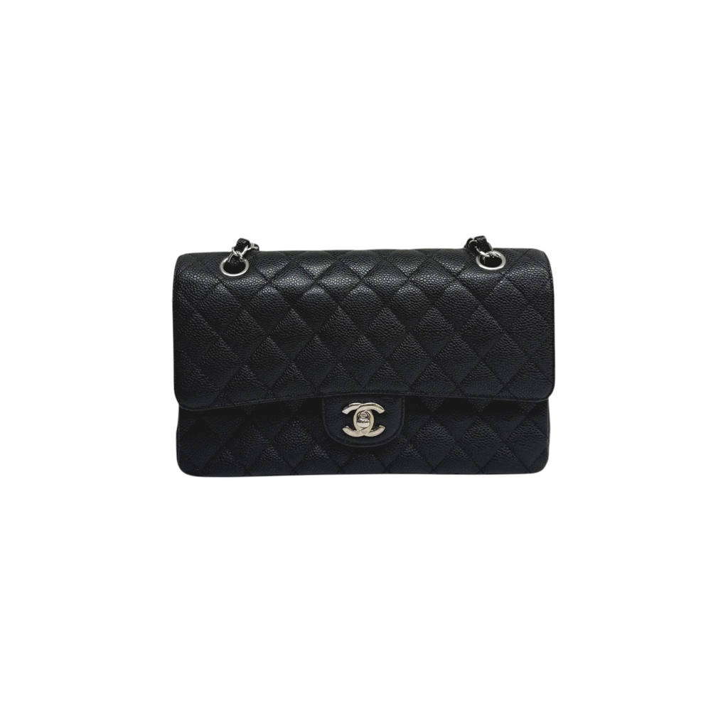 Classic Double Flap Medium Caviar Black SHW