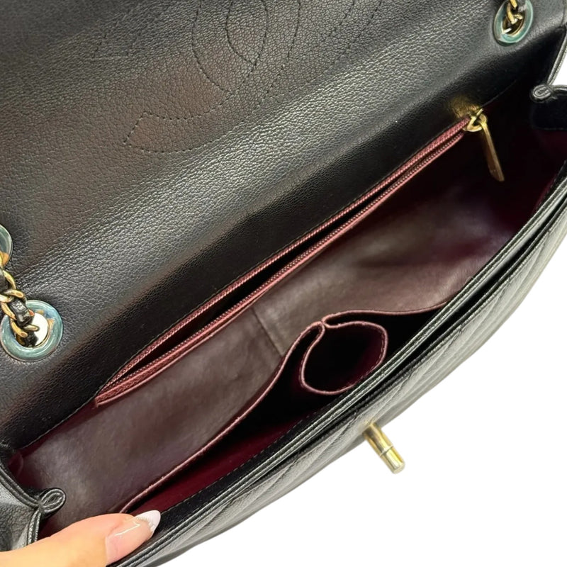 Diagonal Small Flap Calfskin Quilted Black GHW