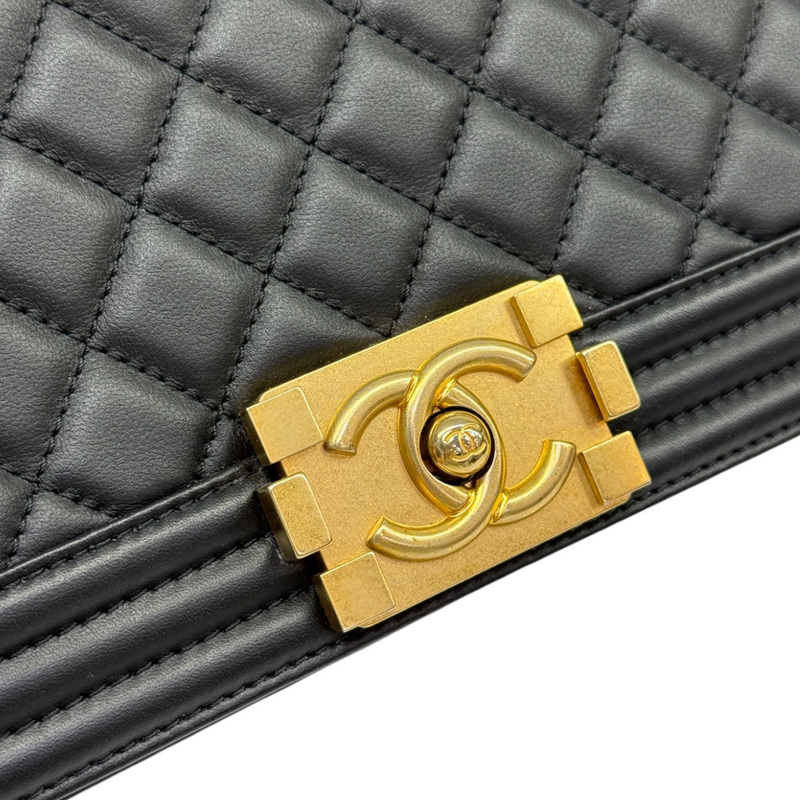 Boy Flap Medium Lambskin Quilted Black GHW
