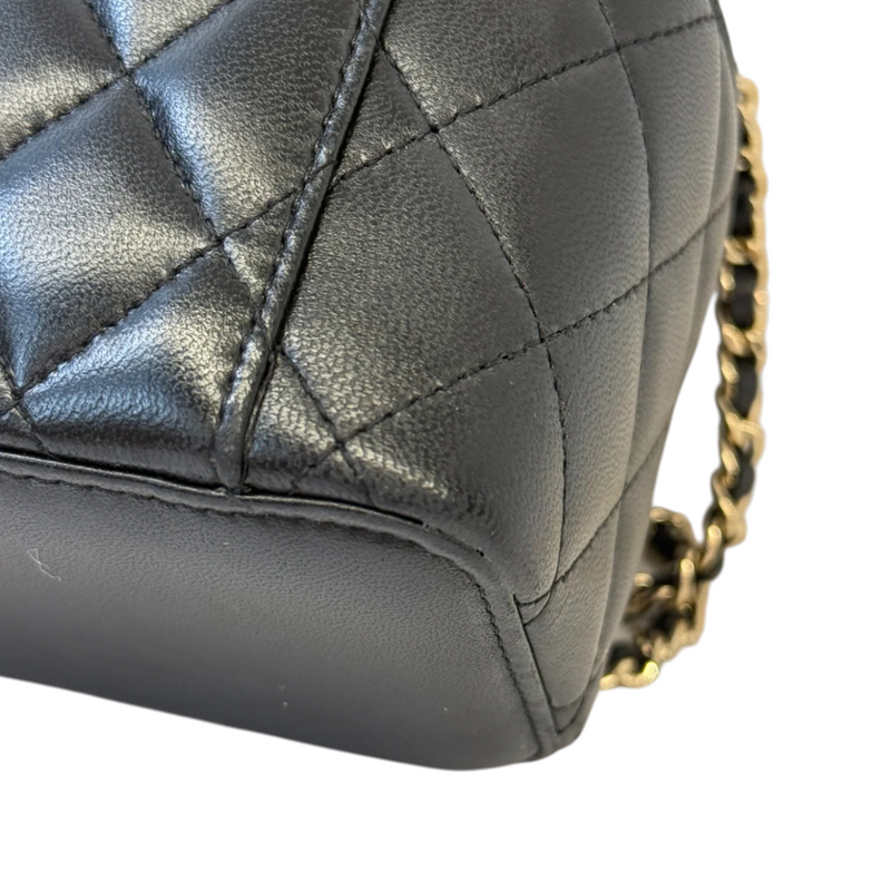 Top Handle Vanity Case Small Lambskin Black LGHW
