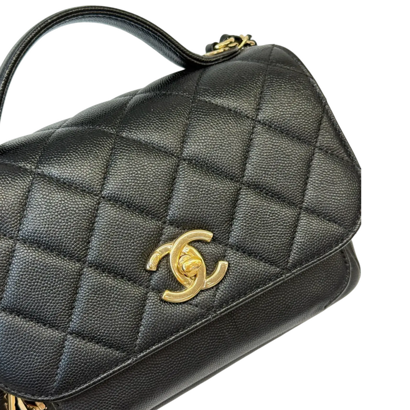 Business Affinity Flap Small Caviar Quilted Black LGHW