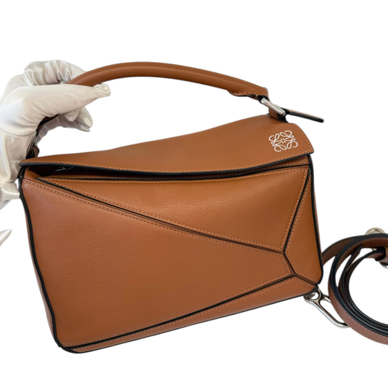 Puzzle Bag Small Calfskin Quilted Tan SHW