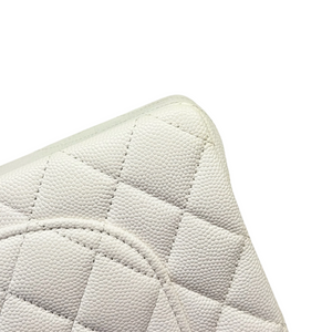 Classic Double Flap Small Caviar Quilted White GHW