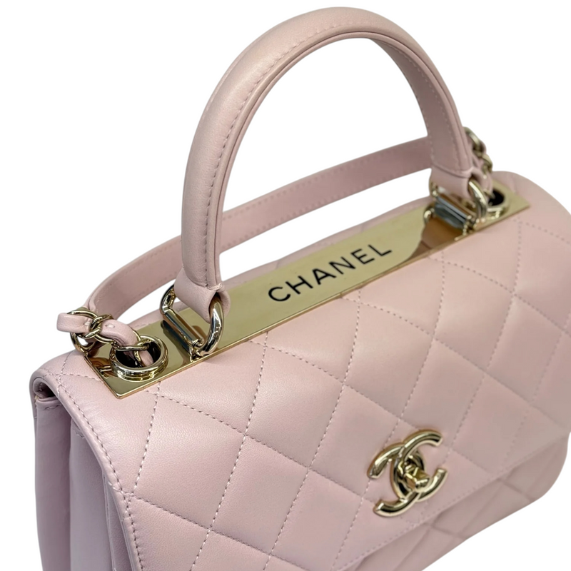 Trendy CC Flap Top Handle Lambskin Light Purple LGHW