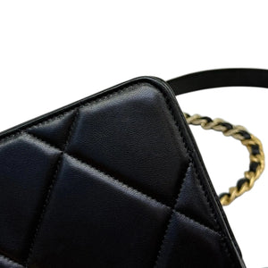 19 Wallet On Chain WOC Lambskin Quilted Black MHW