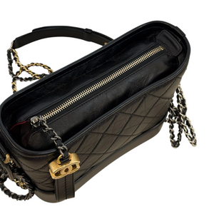Gabrielle Hobo Small Aged Calfskin Quilted Black MHW