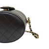 Round Vanity Case With Chain Lambskin Black GHW