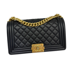Boy Flap Medium Lambskin Quilted Black GHW