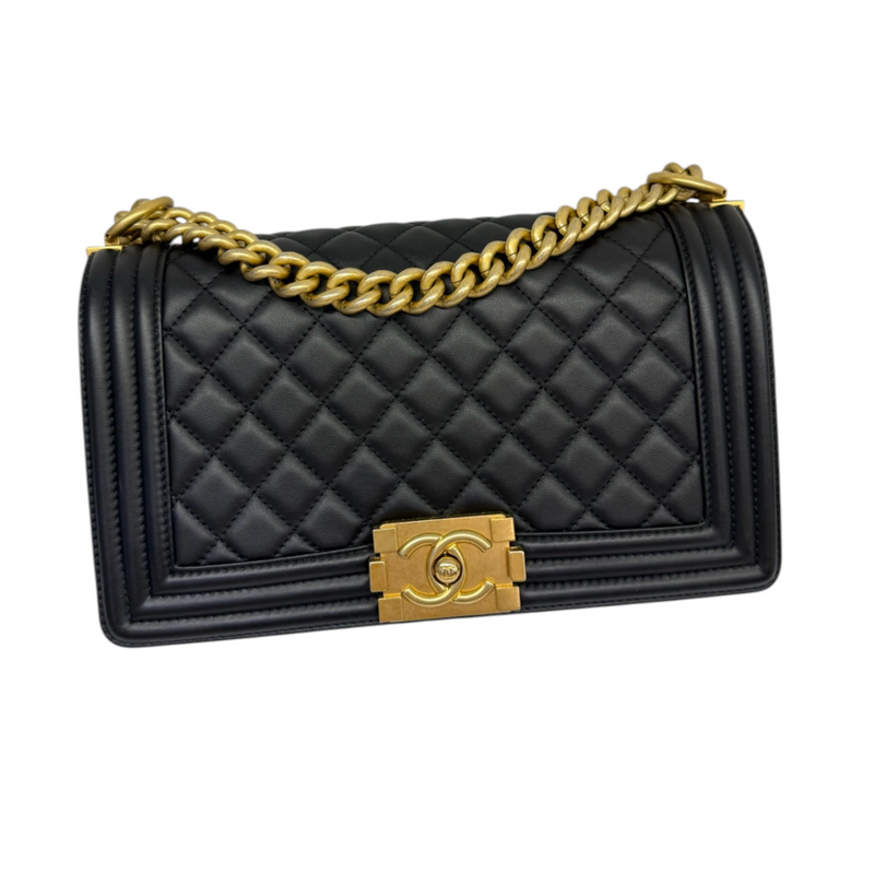 Boy Flap Medium Lambskin Quilted Black GHW