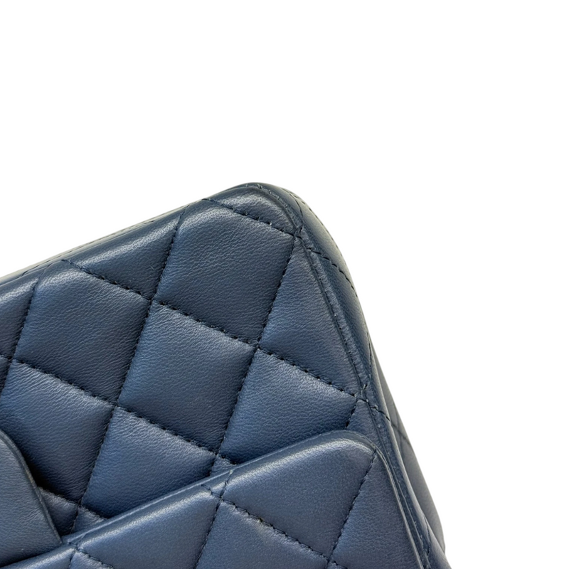 Rectangular Flap Mini Lambskin Quilted Blue LGHW