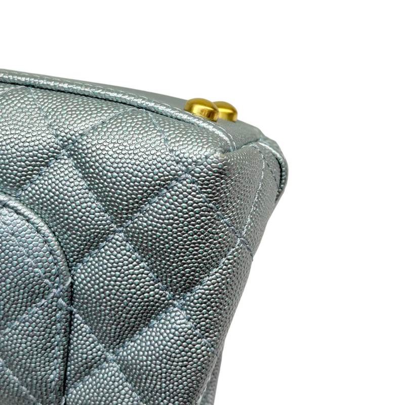 Coco Handle Flap Extra Mini Iridescent Caviar Light Blue GHW
