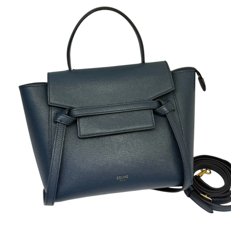 Nano Belt Bag Grained Calfskin Blue GHW