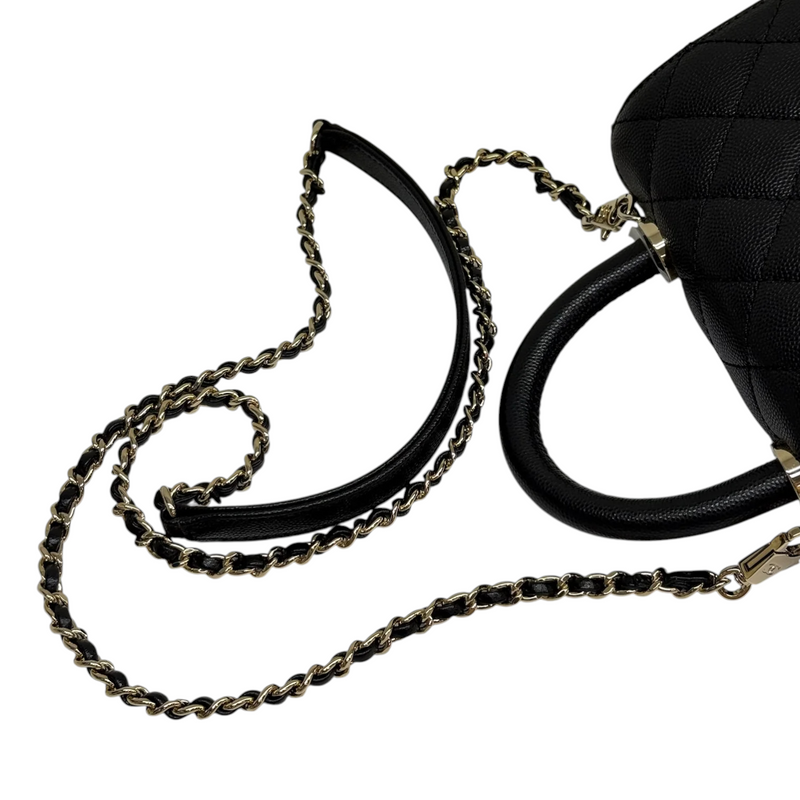 Coco Handle Clutch With Chain Mini Caviar Black GHW