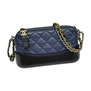Gabrielle Clutch With Chain Small Calfskin Navy Black MHW